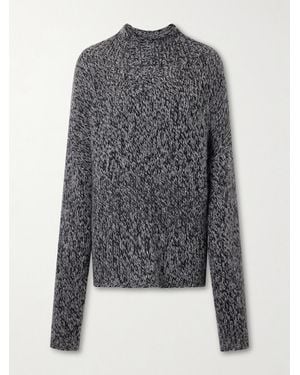 KHAITE Seth Oversized Cashmere And Silk-Blend Mélange Turtleneck Sweater - Gray