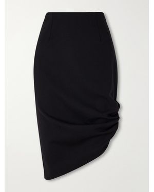 Carolina Herrera Asymmetrical Stretch-Wool Midi Skirt - Blue