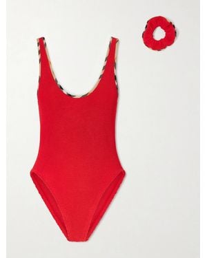 Burberry Hunza G Faye Checked Original Crinkle Swimsuit - Red