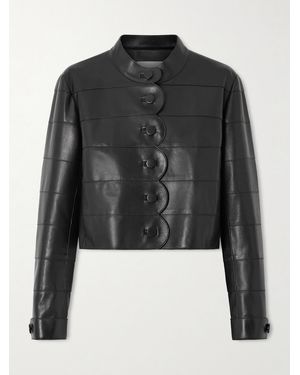 Veronica de Piante Rory Scalloped Leather Jacket - Black