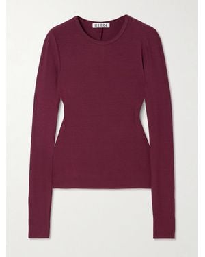 ÉTERNE Ribbed Jersey Top - Purple
