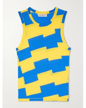 Zankov Miles Jacquard-Knit Organic Cotton Tank - Blue