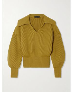 JOSEPH Pullover Aus Einer Gerippten Mischung Aus Wolle, Seide Und Kaschmir Mit Polokragen - Grün