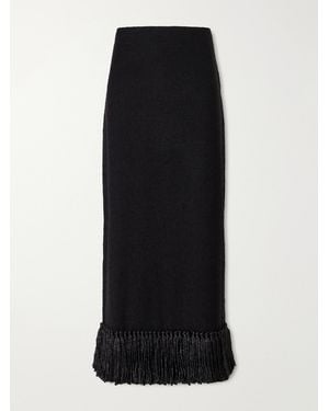 Heirlome Matilde Fringe-Detail Wool-Blend Maxi Skirt - Black