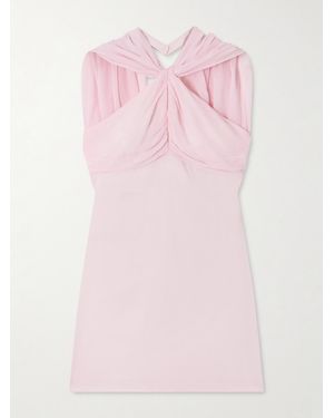 Posse Solene Ruched Chiffon And Satin-Crepe Mini Dress - Pink