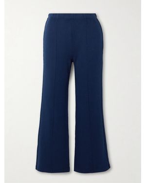 Suzie Kondi Fili Kick Cropped French Cotton-Terry Flared Trousers - Blue