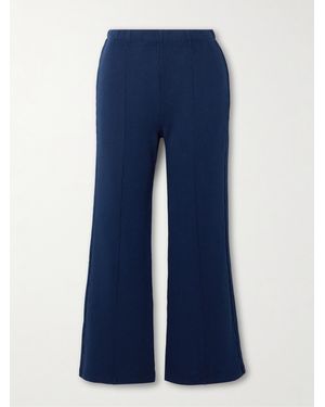Suzie Kondi Fili Kick Cropped French Cotton-Terry Flared Pants - Blue