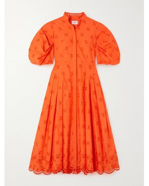 Erdem Zelda Broderie Anglaise Poplin Midi Dress - Orange