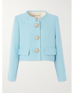 Valentino Garavani Cropped Canvas Jacket - Blue