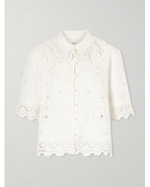 SKALL Talia Broderie Anglaise Cotton And Linen-Blend Shirt - White