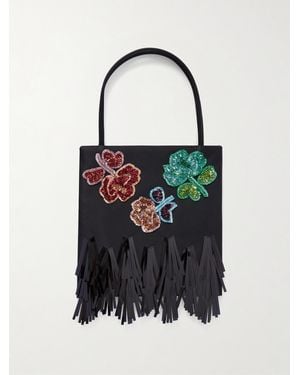 Marni Sequin-Embellished Satin Tote Bag - White