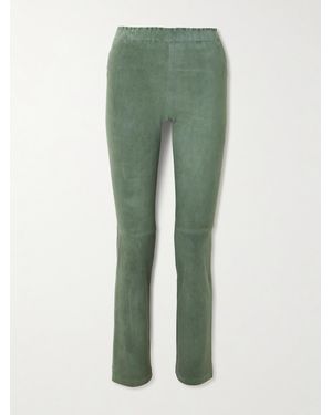 Stouls Jp Panelled Suede Flared Trousers - Green