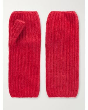 Johnstons of Elgin Della Ribbed-Knit Cashmere Gloves - Red