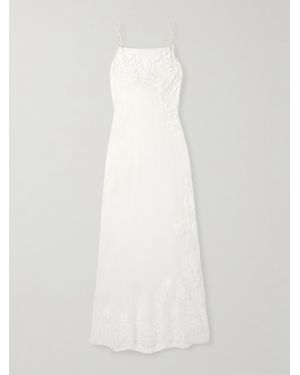 Carine Gilson Lace-Trimmed Silk-Satin Nightdress - White