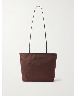 Valesque Spaghetti Leather-Trimmed Nylon-Satin Tote - White