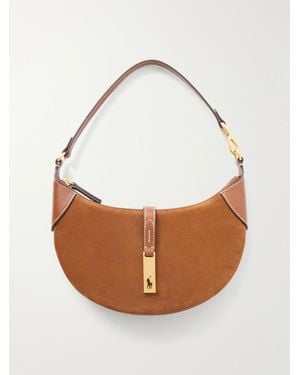 Polo Ralph Lauren Leather-Trimmed Suede Shoulder Bag - White