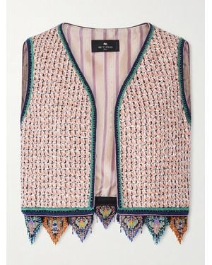 Etro Weste Aus Tweed Mit Fransen Und Stickereien - Pink
