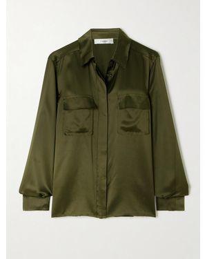 FRAME Frayed Silk-Charmeuse Shirt - Green