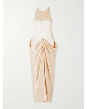 KHAITE Kent Open-Back Draped Satin Maxi Dress - Natural