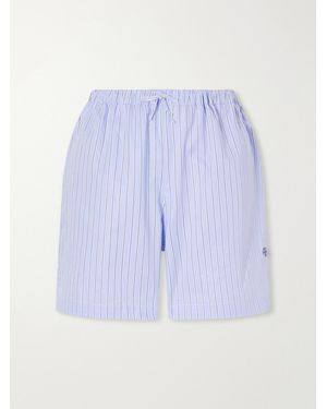 Anine Bing Ramy Striped Cotton Shorts - Blue