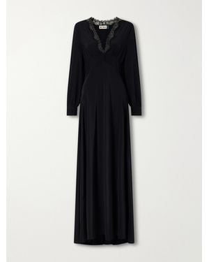 RIXO London Emory Lace-Trimmed Silk-Crepe De Chine Maxi Dress - Black