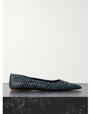 Gabriela Hearst Aurora Ballerinas Aus Geflochtenem Leder Mit Karomuster - Weiß