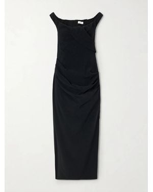 Violante Nessi Aurel Gathered Crepe Midi Dress - Black