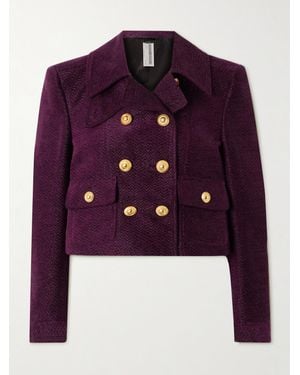 Tom Ford Double-Breasted Metallic Tweed Jacket - Purple