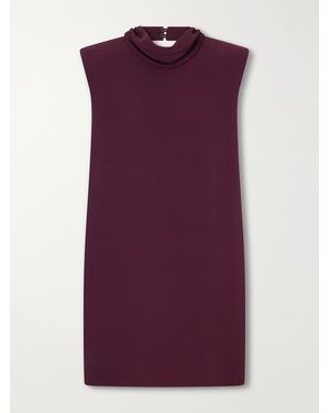 Valentino Garavani Draped Silk-Cady Turtleneck Mini Dress - Purple