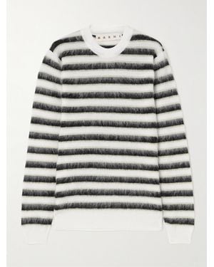 Marni Striped Wool And Mohair-Blend Jumper - Grey