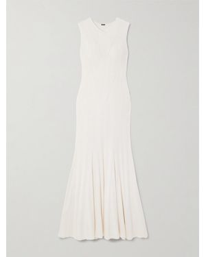 Adam Lippes Vivian Midikleid Aus Gerippter Seide - Weiß