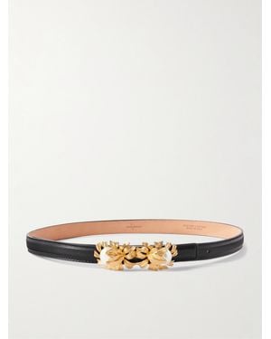 Sonia Petroff Moonflower Embellished Leather Belt - Black