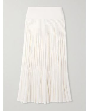 Alaïa Pleated Wool Midi Skirt - White