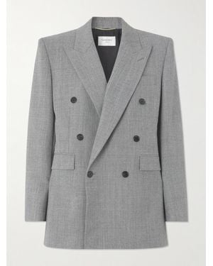 Saint Laurent Double-Breasted Wool-Twill Blazer - Grey