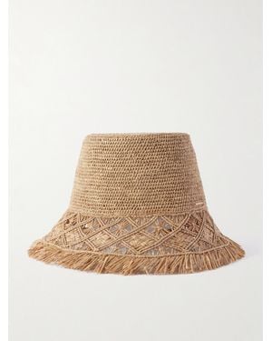 Zimmermann Fringed Macramé Raffia Bucket Hat - Natural