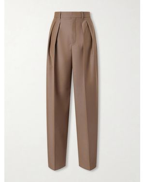 Saint Laurent Straight-Leg Wool-Blend Trousers - Natural