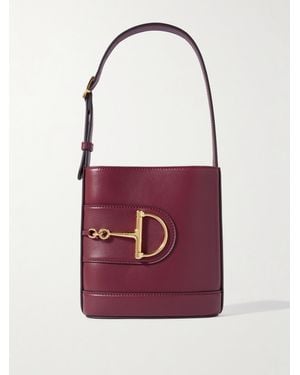 Gucci Horsebit-Embellished Leather Shoulder Bag - Red