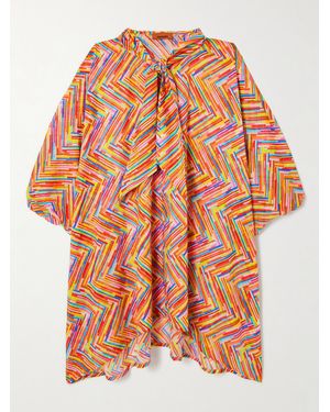 Missoni Mare Pussy-Bow Printed Cotton And Silk-Blend Voile Kaftan - Orange