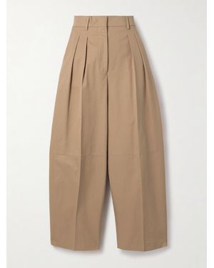 Altuzarra Dash Pleated Cotton-Twill Barrel-Leg Trousers - Natural