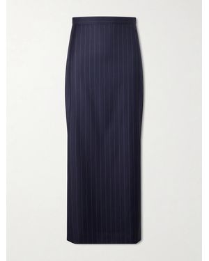 Givenchy Striped Wool Midi Skirt - Blue