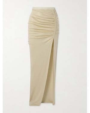 Rick Owens Svita Gathered Stretch-Satin Maxi Skirt - Natural