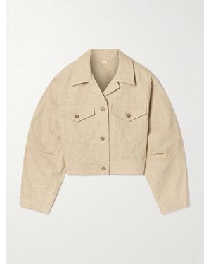 Cult Gaia Daphne Cropped Cotton And Linen-Blend Twill Jacket - Natural