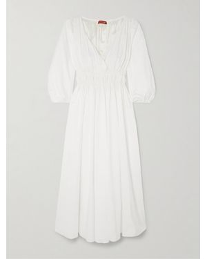 Altuzarra Kathleen Pleated Cotton-Blend Poplin Midi Dress - White