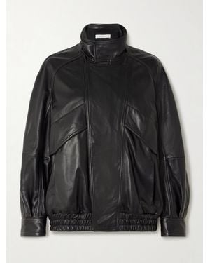 Nour Hammour Ariste Oversized Paneled Leather Jacket - Black