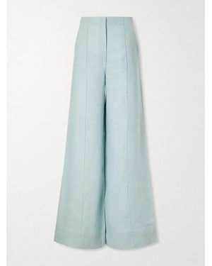 ANDRES OTALORA La Promesa Linen Wide-Leg Trousers - Blue