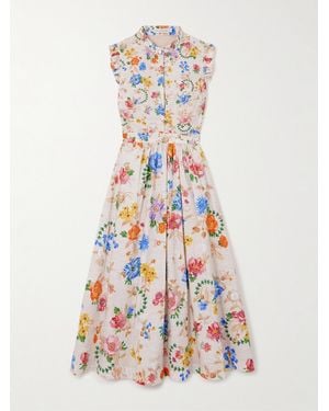 Mary Katrantzou Sezanne Floral-Print Cotton-Poplin Midi Dress - White