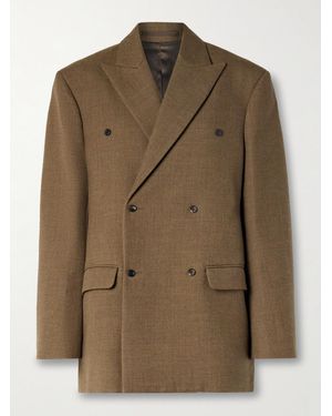 Carven Blazer Oversize À Double Boutonnage En Serge De Laine - Marron