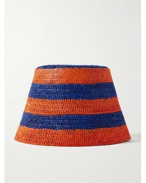 Etro Striped Raffia Bucket Hat - Blue