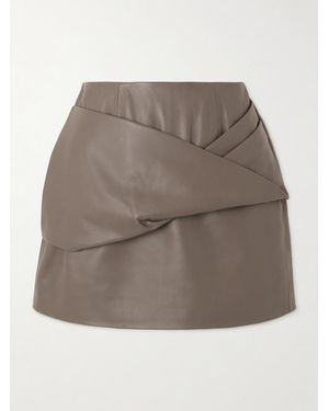TOVE Liss Paneled Leather Mini Skirt - Gray