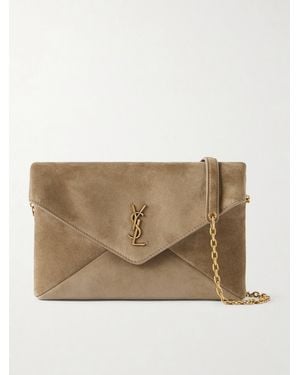 Saint Laurent Cassandre Suede Shoulder Bag - Natural